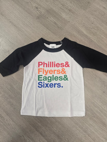 Raglan Tee / Baseball tee in black 3/4 sleeve and white base