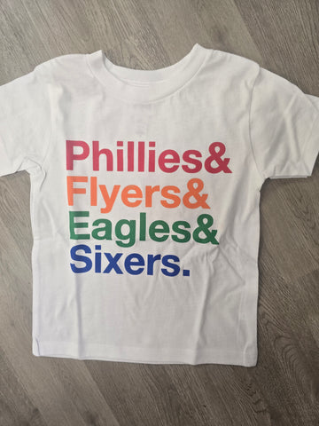 Phillies, Flyers, Eagles & Sixers tee white