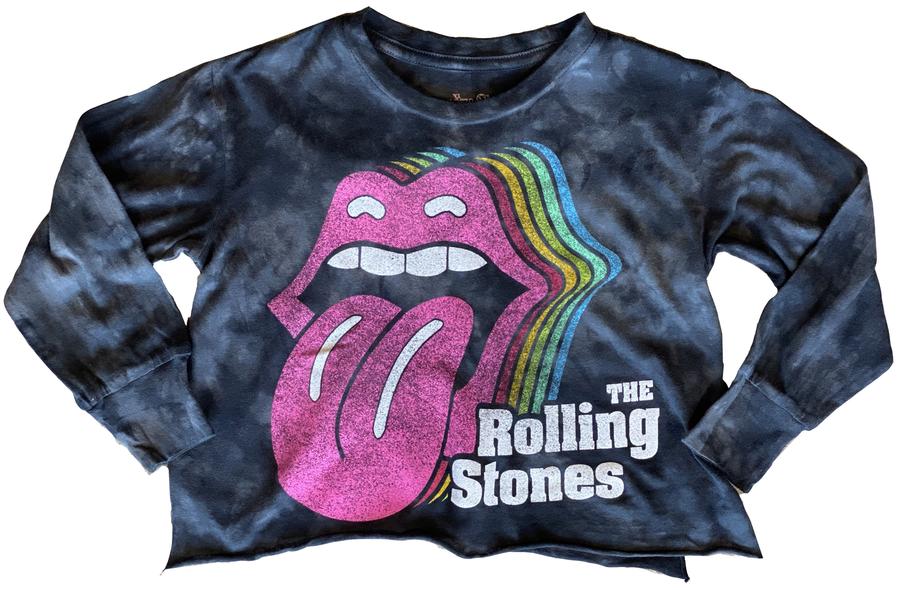 Rowdy Sprout - Rolling Stones Black Crop Long Sleeve Tee