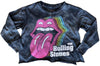 Rowdy Sprout - Rolling Stones Black Crop Long Sleeve Tee