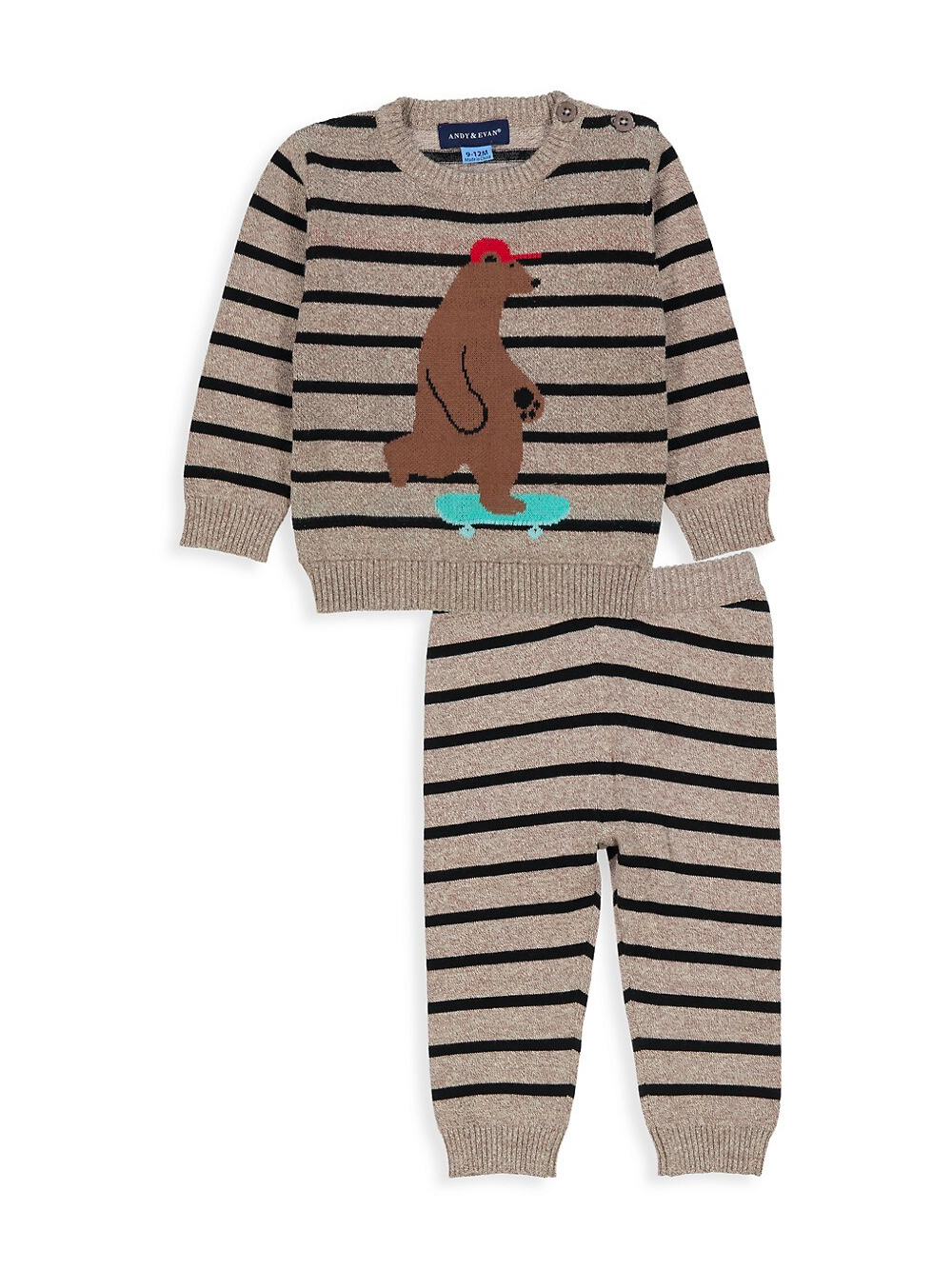 2-Piece Stripe Bear Sweater & Joggers Set