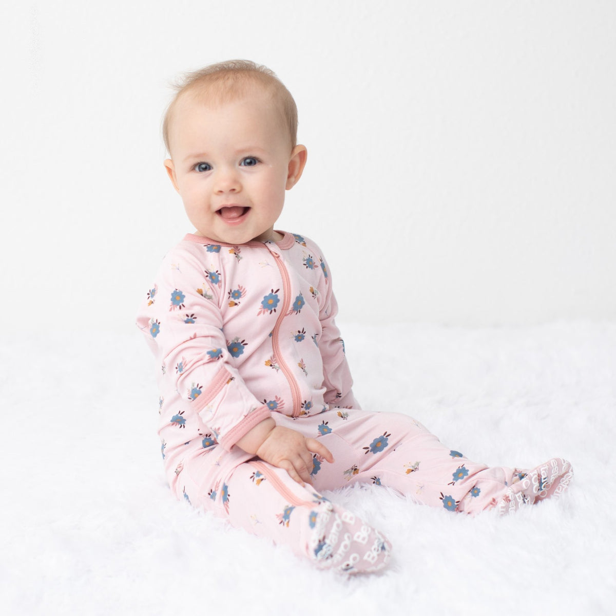 Bestaroo - Tiny Florals Pink Footie
