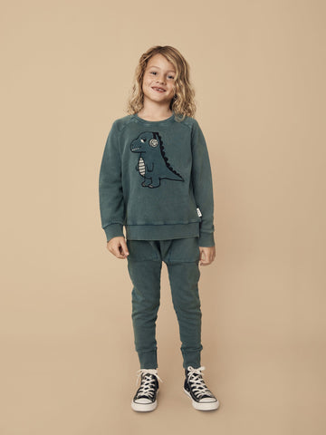 Huxbaby - Retro Dino Sweatsuit Spruce